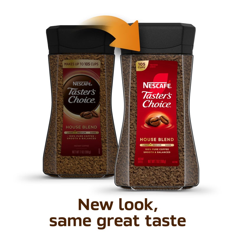 NESCAFÉ Taster's Choice Instant Coffee, Light Medium Roast, House Blend, 2 Jars (7 Oz Each) - Image 3